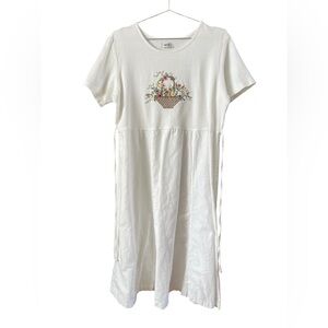 Vintage XCIT USA Dress Women’s S/M/L White Midi Cross Stitch Embroidery Casual